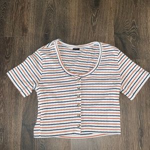 Urban Outfitters Orange and Navy Striped Crop Top size Small